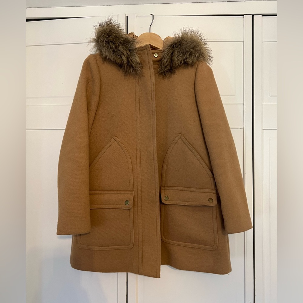J. Crew Wool Blend Hooded Parka Coat - 2 Petite